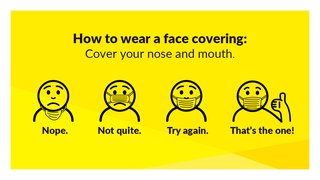 How to wear a face covering. Cover your nose and mouth.