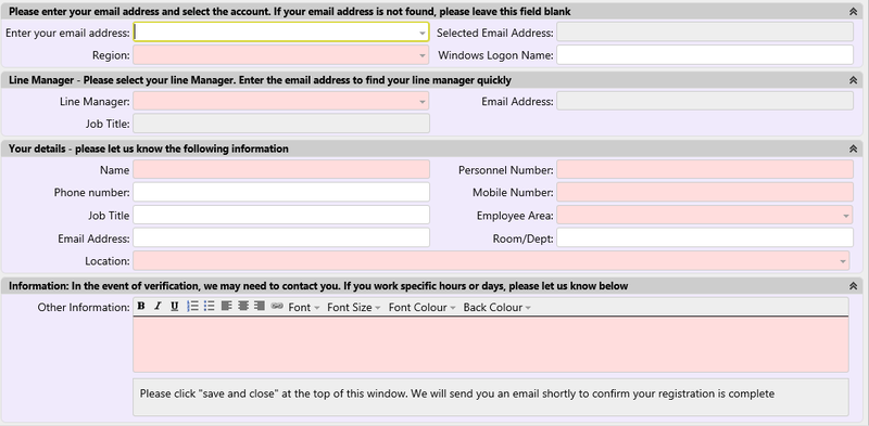 Self-service-registration-form