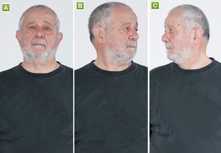 man turning head from left to right