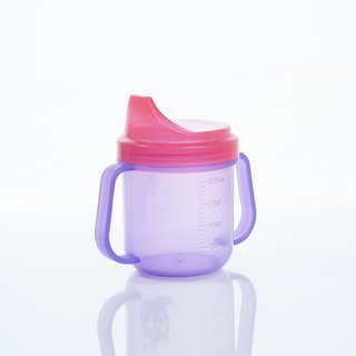 a small purple free-flow beaker for a child, with two handles and a raised spout at the very top