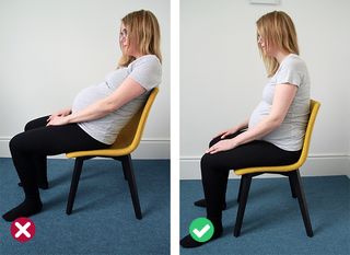 Do not slouch or sit too straight as this can put strain on your back and pelvis.