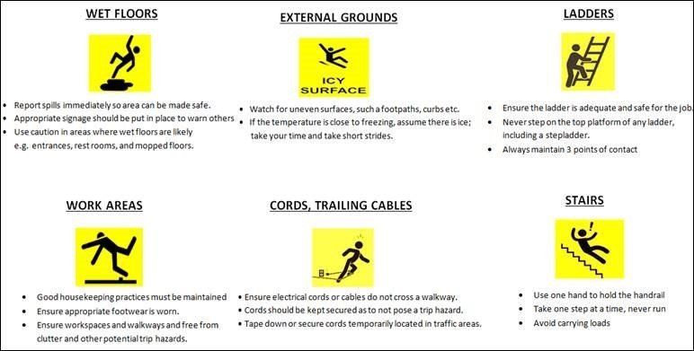 Slips, trips and falls examples