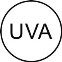 Logo on the shape of a circle that says 'UVA' in black letters